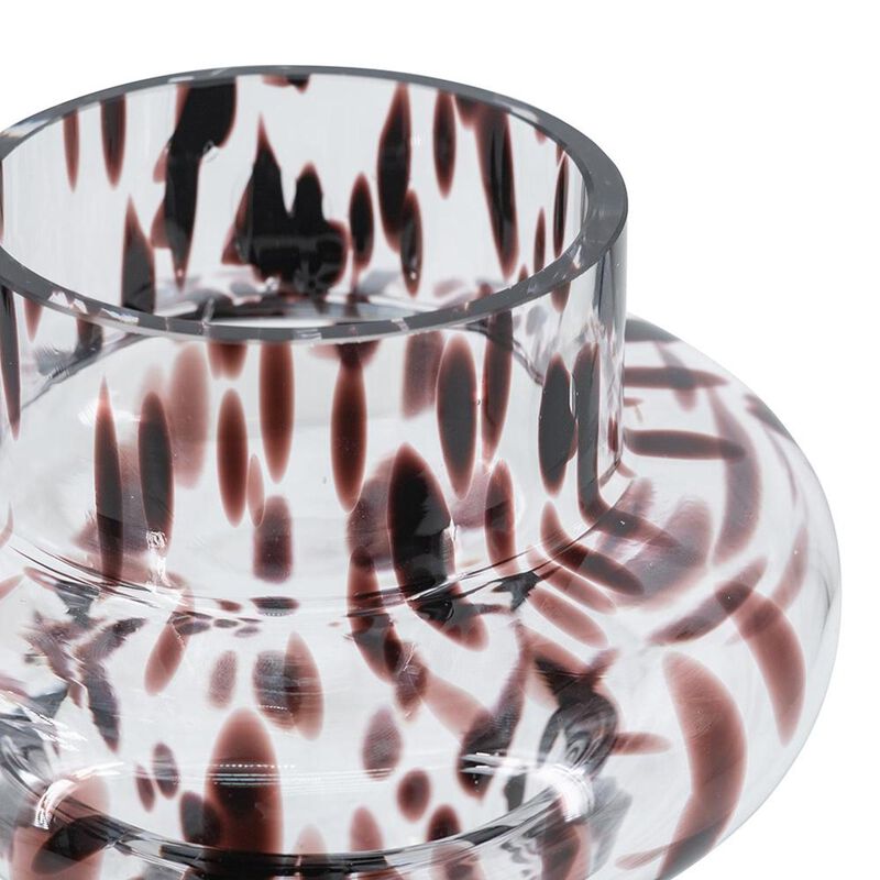 HomeRoots 8" Amber And Clear Abstract Glass Cylinder Table Vase image number 4