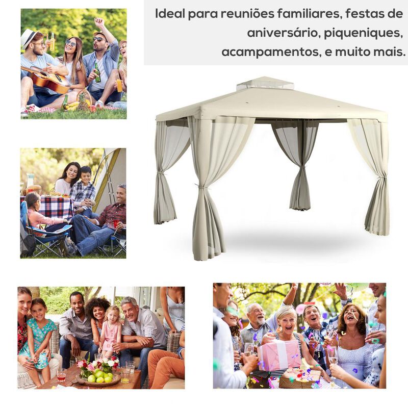 Hivvago 9.6' x 11.6' Garden Gazebo with Double Roof image number 6