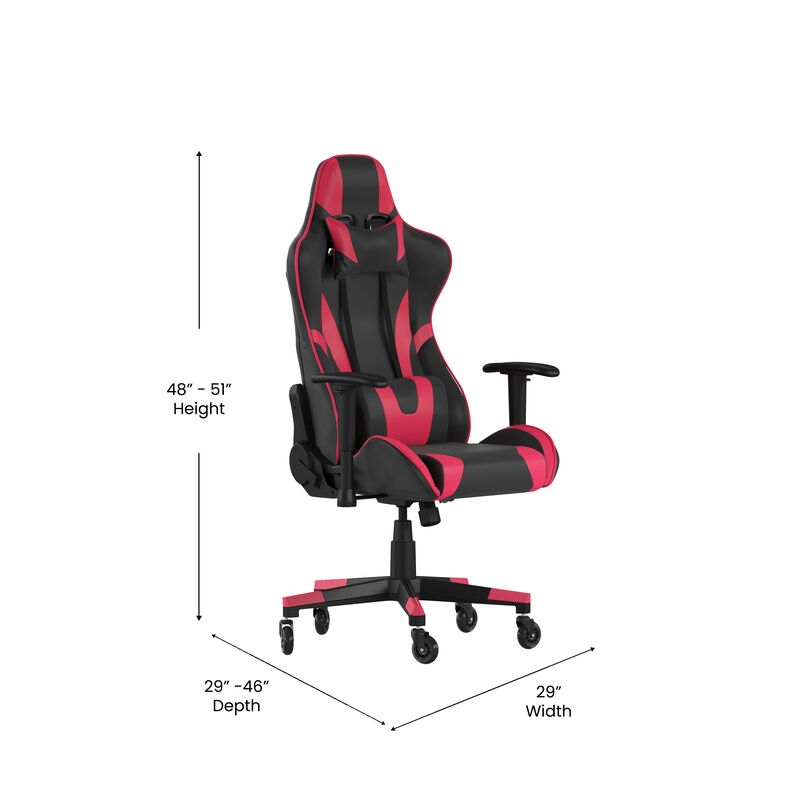 X20 Gaming Chair Racing Office Computer PC Adjustable Chair with Reclining Back and Transparent Roller Wheels in   LeatherSoft
