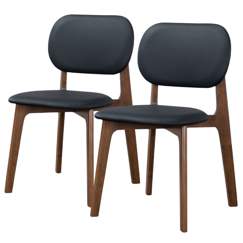 Merax Mid-Century Modern Black Leather Dining Chairs (Set of 2)