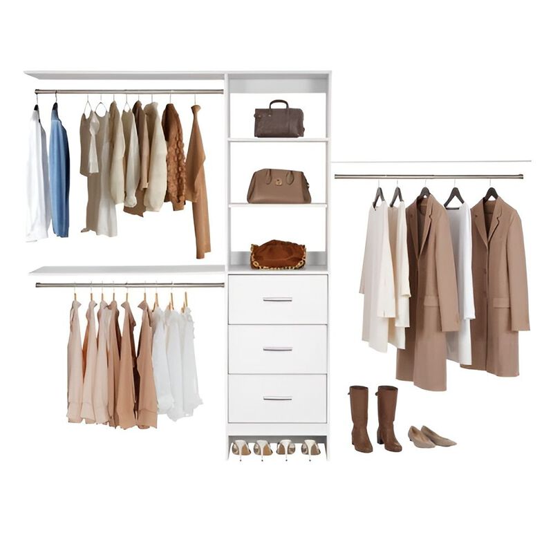Adjustable Closet System with Drawers and Hanging Rods, Freestanding Wardrobe image number 8