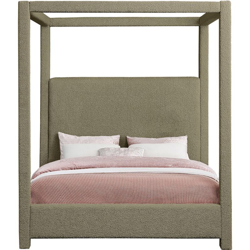 Meridian Furniture Eden Olive Boucle Fabric Queen Bed