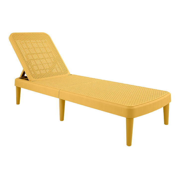 HomeRoots Heavy Duty Plastic Outdoor Stacking Chaise Lounge