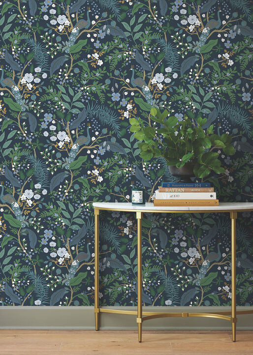 Peacock Garden Navy Peel & Stick Wallpaper
