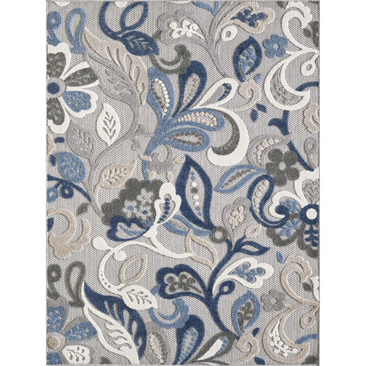 Calla 6922 Grey/Blue Leila Area Rug, Size - 7'10' Round