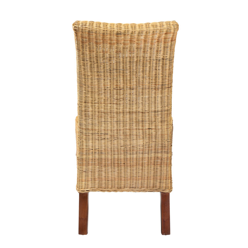 Baxton Studio Shamara Modern Bohemian Natural Rattan and Mahogany Wood Dining Chair