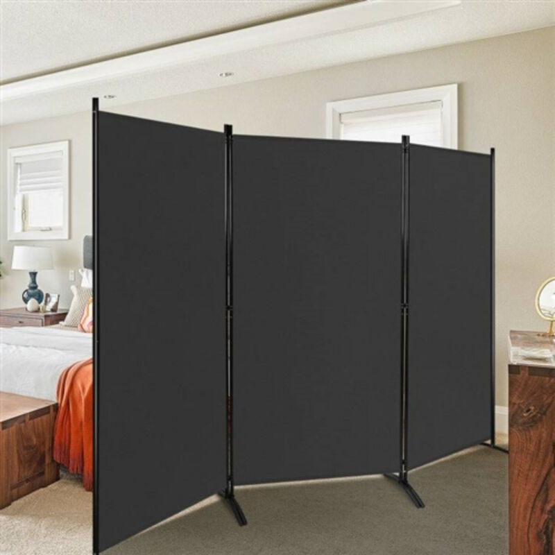 Industrial 3-Panel Folding Room Divider &ndash; Sturdy Privacy Screen with Metal Base