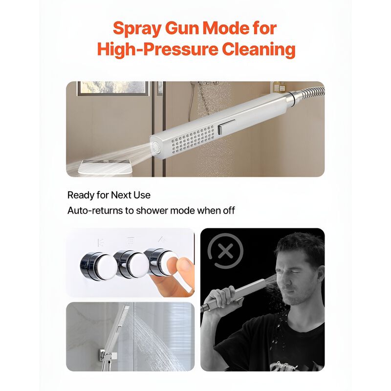 Ceiling Mount Rainfall Shower with 2-in-1 Handheld Spray, Brass Valve and Trim image number 5