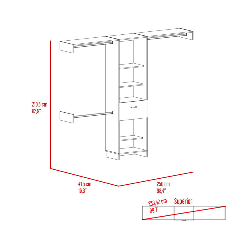 Calveston 1-Drawer 4-Shelf Closet System Dark Walnut