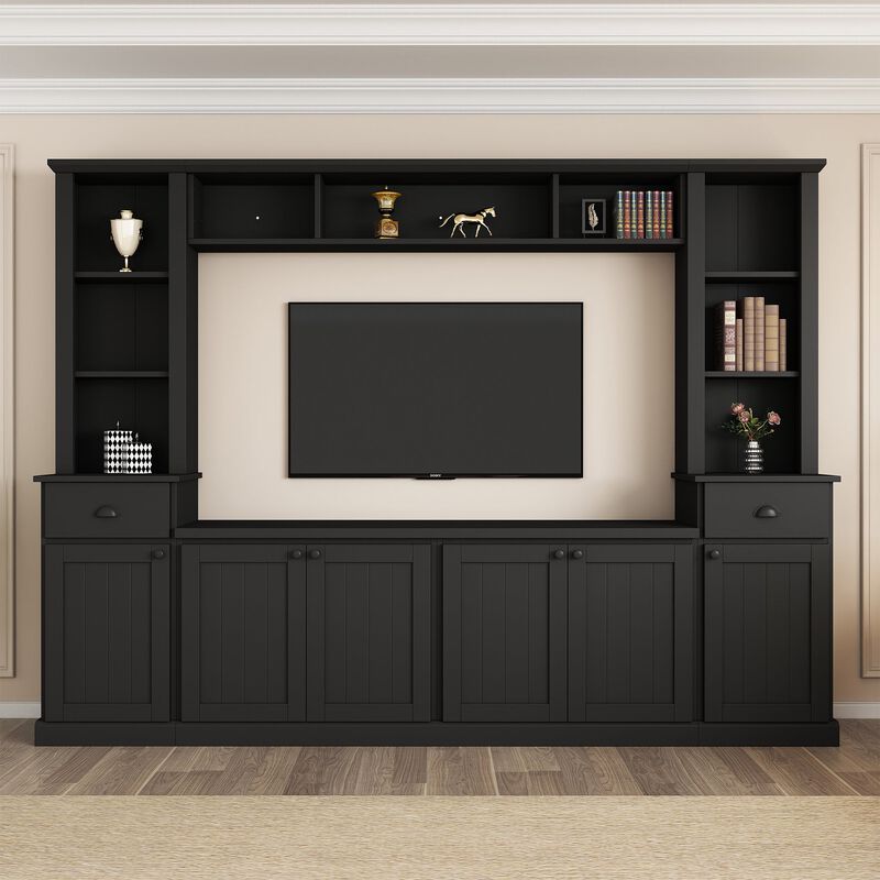 Clihome Large TV Stand Entertainment Wall Unit Set with Bridge for Living Room image number 1