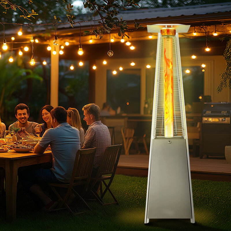 Tall Pyramid Propane Heater &ndash; Outdoor Gas Heater with Wheels for Patio, Terrace, and Garden