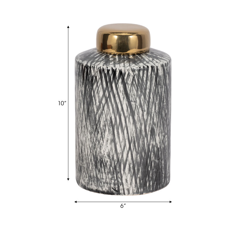 Cross Hatch Ginger Jar