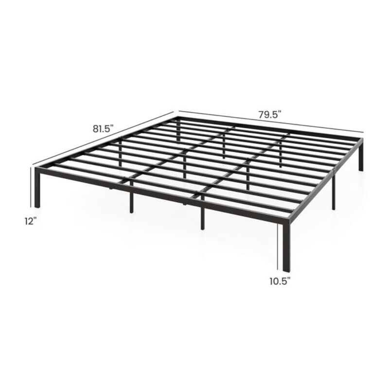 Heavy Duty Metal Bed Frame with Steel Slats &ndash; Durable Mattress Support Platform