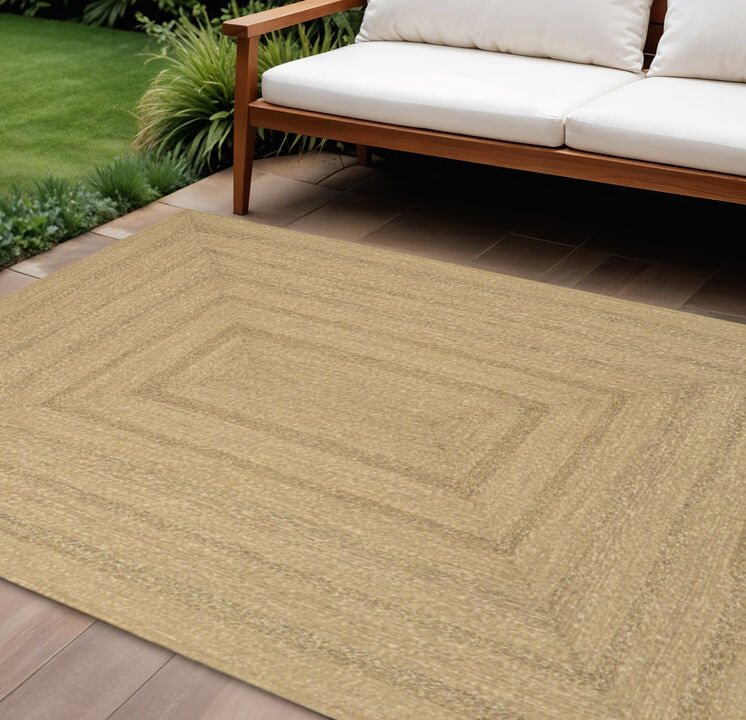 HomeRoots 6' X 9' Natural And Brown Handmade Indoor Outdoor Area Rug