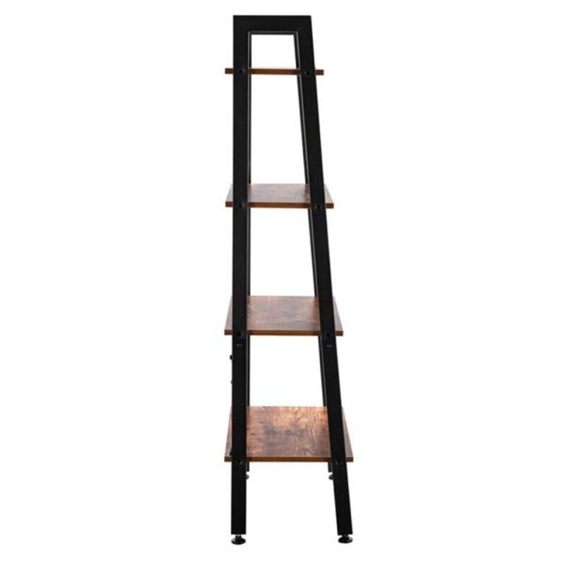 4-Tier Industrial Ladder Shelf Vintage Bookshelf and Storage Rack for Office, Bathroom, and Living Room Organization