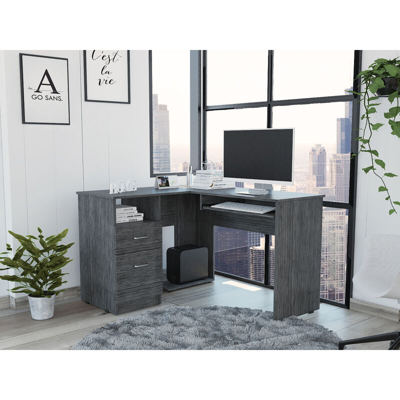 Streamdale Mix L-Desk with Keyboard Tray and Storage