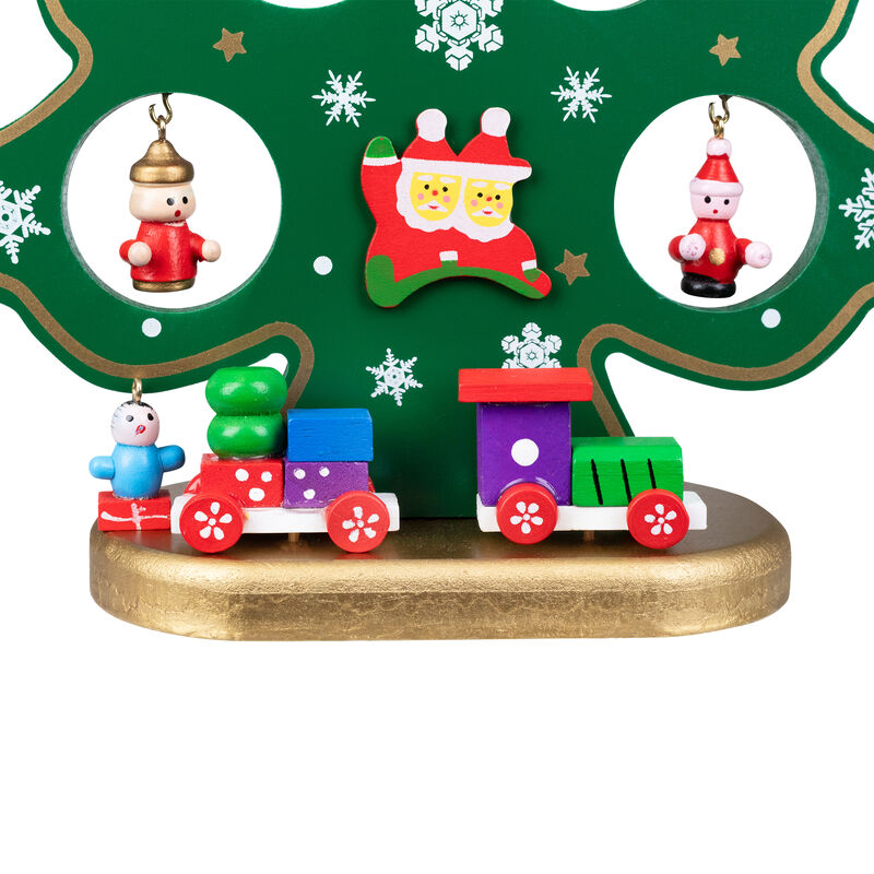 11.25" Red and Green Christmas Tree Cut-Out with Miniature Ornaments Tabletop Decoration image number 8