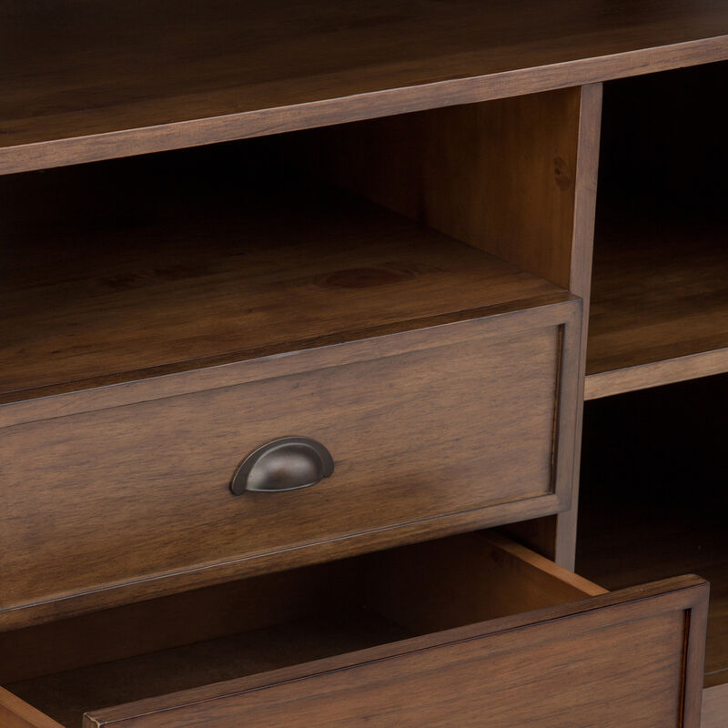 Redmond SOLID WOOD 54 inch Wide Transitional TV Media Stand in Rustic Natural Aged Brown For TVs up to 60 inches