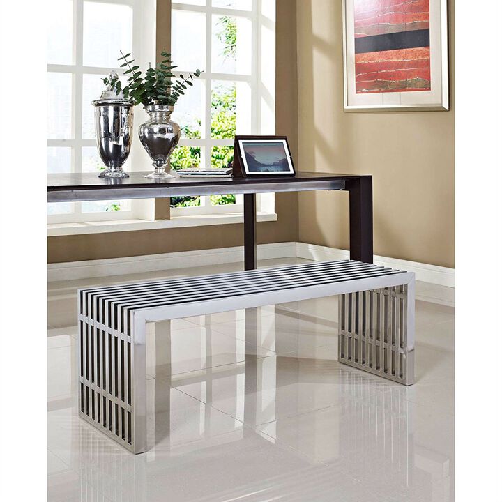 Hivvago Modern Mid Century Stainless Steel Accent Bench
