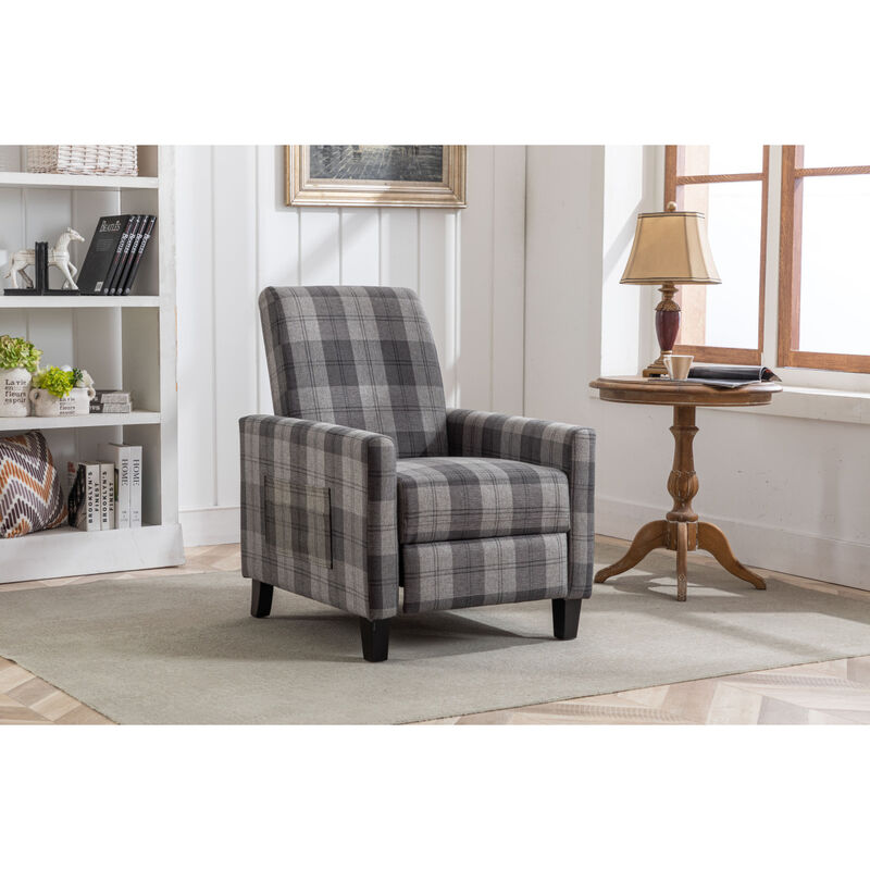 Grey Recliner chair, The cloth chair is convenient for home use, comfortable and the cushion is soft, Easy to adjust backrest Angle