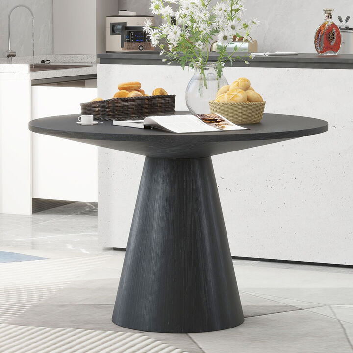 Retro Round Dining Table Minimalist Elegant Table for Living Room, Dining Room (Black)
