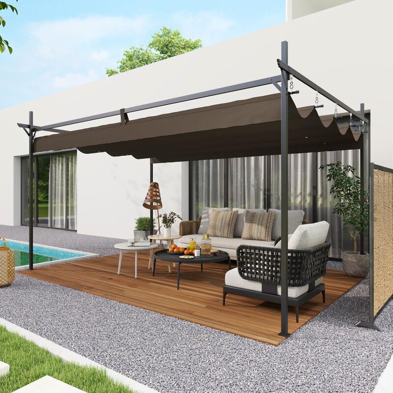 Hivvago 10' x 13' Heavy-Duty Metal Pergola with Canopy image number 6