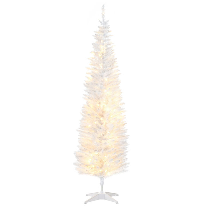 BreeBe 6ft Slim Artificial Christmas Tree with LED Lights