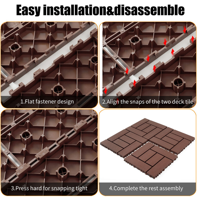 44 Pcs Interlocking Deck Tiles,Plastic Patio Flooring Outdoor Waterproof, All Weather Use for Balcony Porch Backyard Poolside image number 3