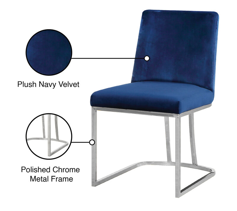 Meridian Furniture Heidi Navy Velvet Dining Chair, Set of 2