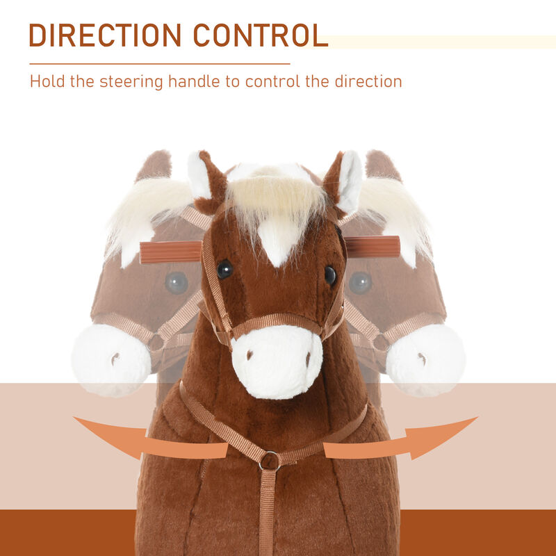 BreeBe Plush Ride-On Horse with Easy Rolling Wheels image number 3