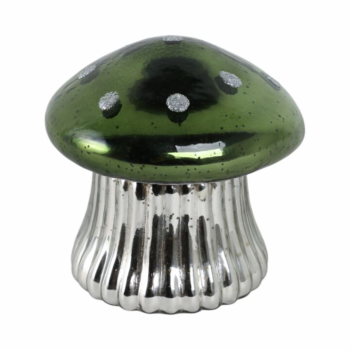 6" 12 Oz Cypress & Musk Mushroom Candle, Green