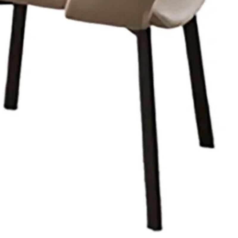 Hem 22 Inch Dining Chair Set of 2, Beige Faux Leather, Armless Open Back - Benzara