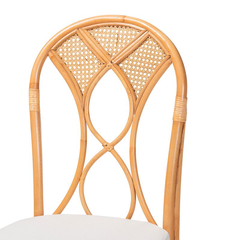 bali & pari Elsa Natural Rattan Dining Chair - Handcrafted Wicker Side Chair with Openwork Back and Woven Detailing, Coastal Boho Seating for Dining Room or Kitchen