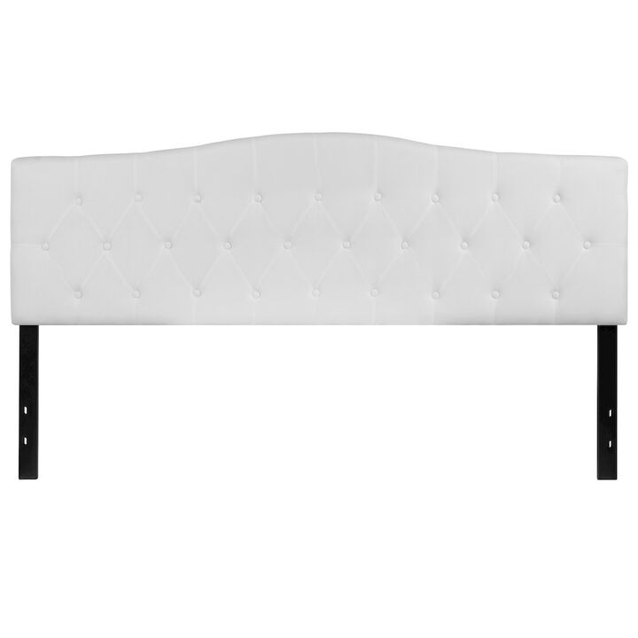 Flash Furniture Tufted Upholstered King Size Headboard in White Fabric