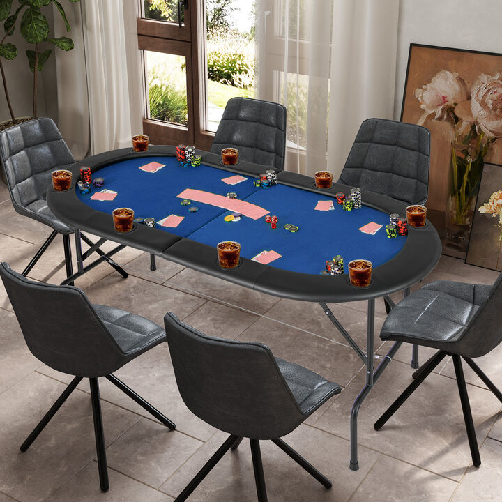 Foldable Poker Table for 8 Players with Spacious Playing Surface