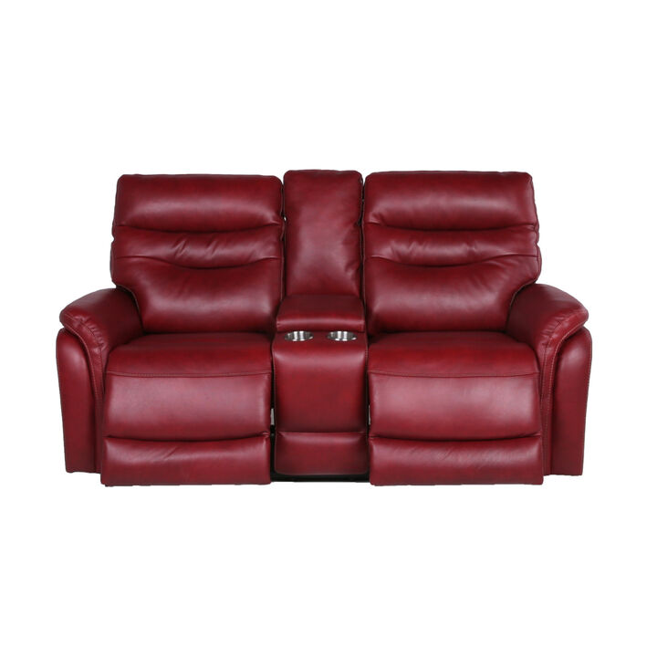 Contemporary Wine Top-Grain Leather Motion Set - Power Recliner, USB Charging - Ultimate Comfort and Style