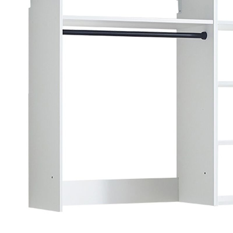 Vedz Walk in Closet w 2 Drawers, 6 Shelves, 2 Hanging Rods, White Wood