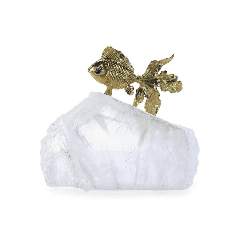 Fantail Goldfish Sculpture on Selenite II image number 0