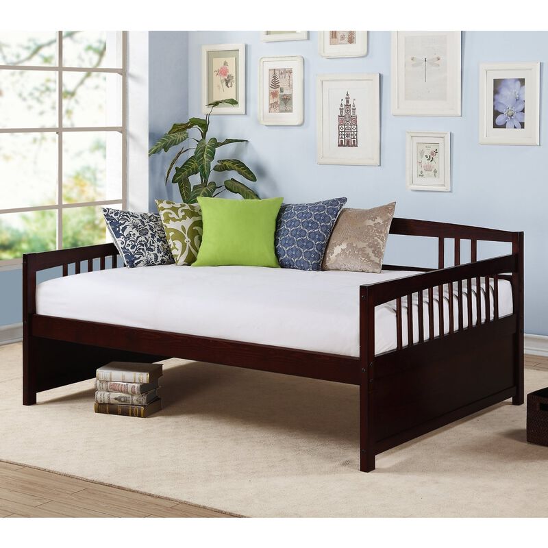 QuikFurn Full size Contemporary Daybed in Espresso Wood Finish