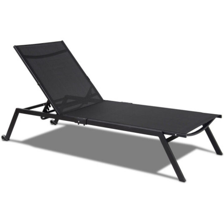 Outdoor Patio Height Adjustable Sling Armless Lounge Chaise