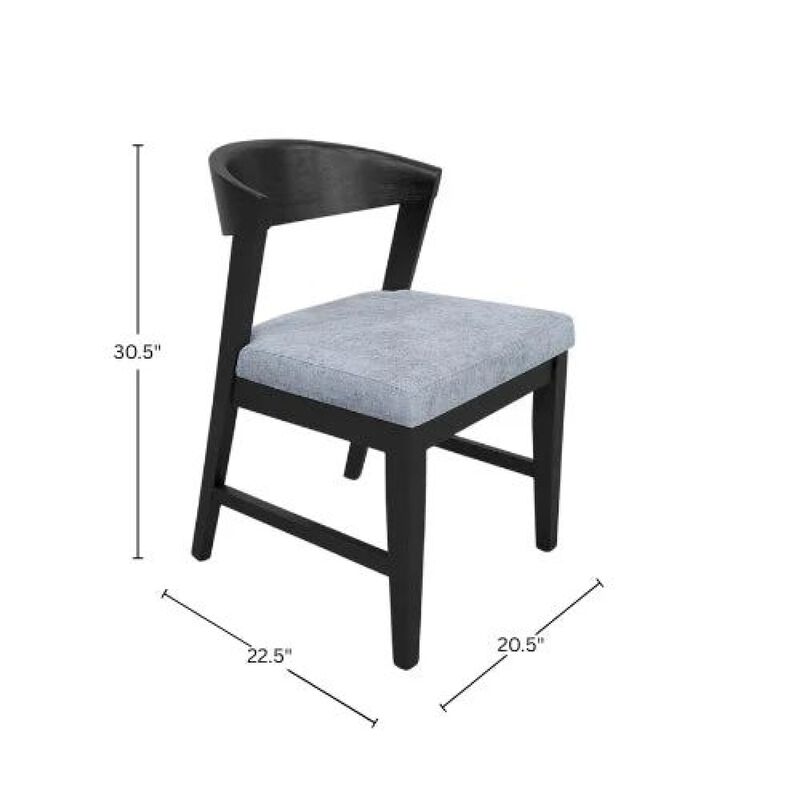 Vecy Side Chair Set of 2, Gray Fabric Seat, Curved Back, Vintage Black image number 7