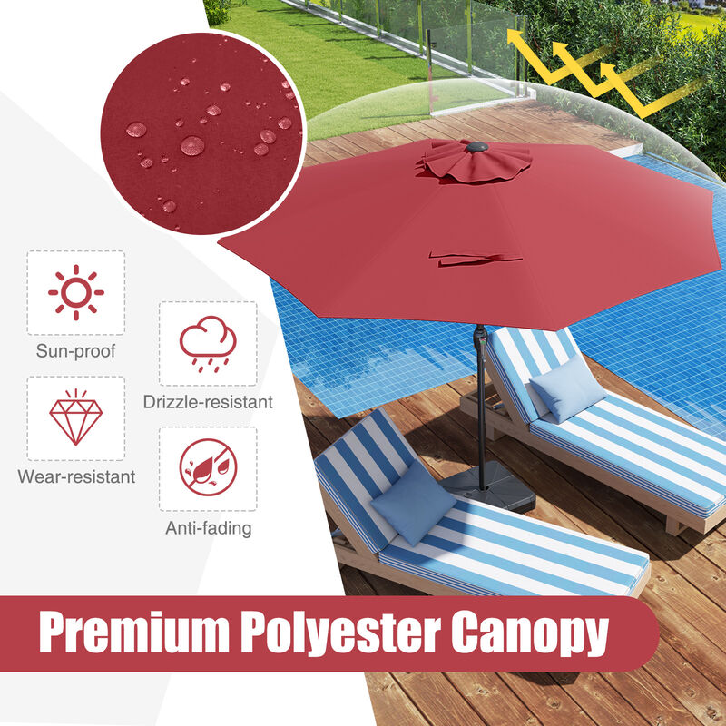 Outdoor Heavy Duty Market Umbrella with Crank Handle and 8 Sturdy Ribs