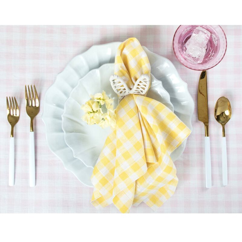Solino Home Gingham Check 100% Linen Dinner Napkins &ndash; Set of 4, 20 x 20 in, Machine Washable, Holiday and Everyday Dining