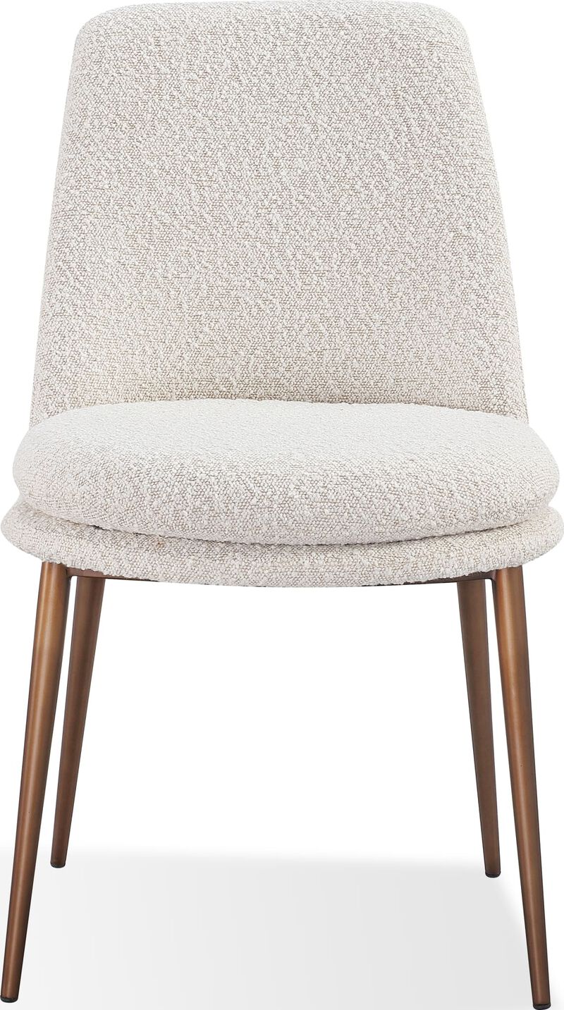 Wyatt Upholstered Dining Chair in Ricotta Boucle and Bronze Metal - Set of 2