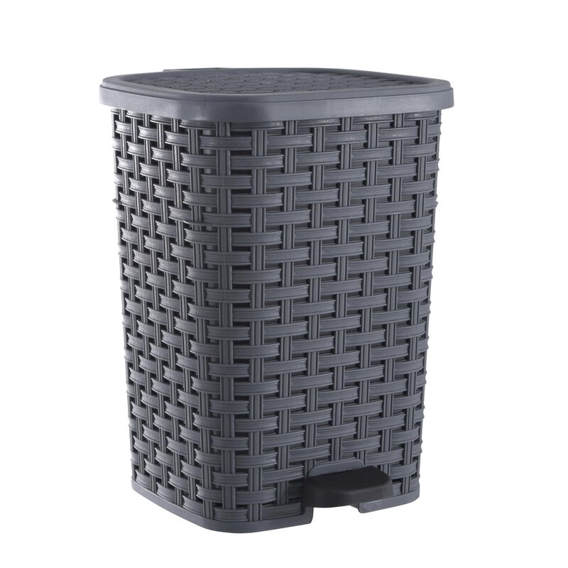 6 L Wicker Step Trash Can, Onyx Grey image number 1