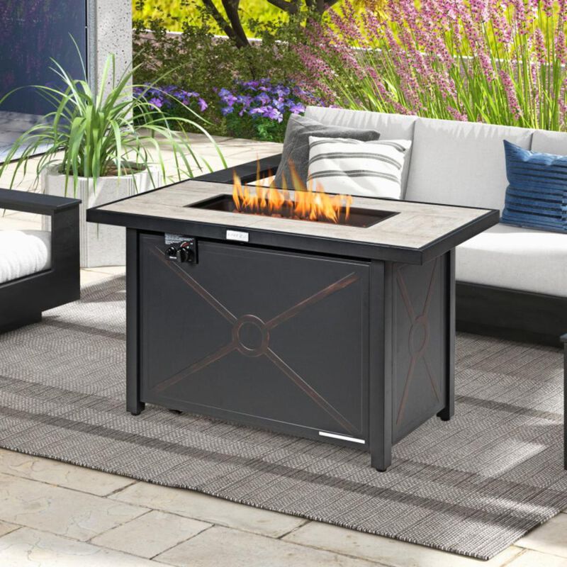 Hivvago 42 Inch 60000 BTU Propane Fire Pit Table with Ceramic Tabletop