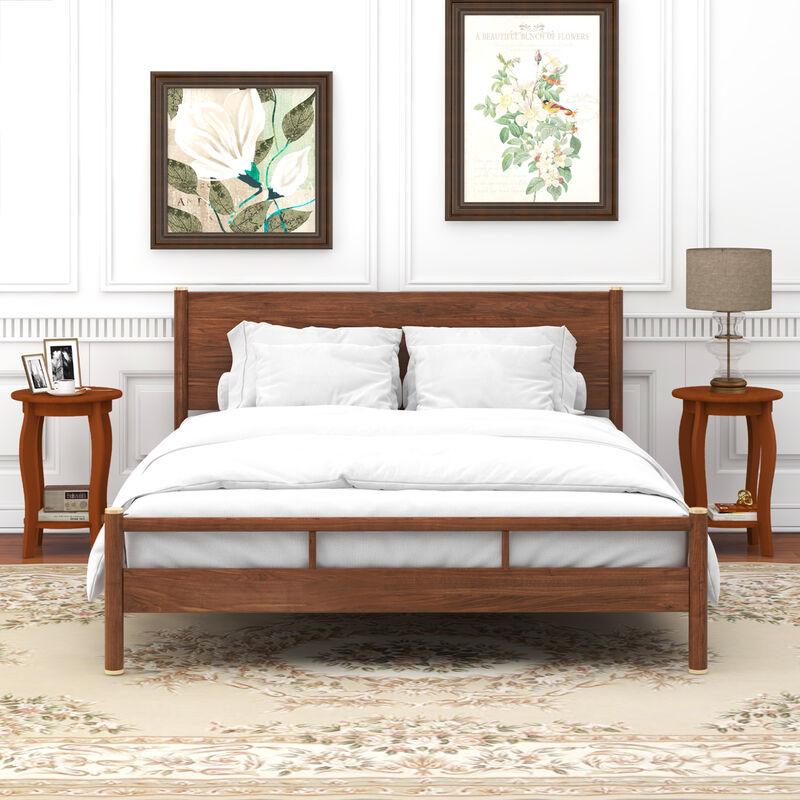 Set of 2 Round End Tables with 2-Tier Storage Shelf for Living Room or Bedroom