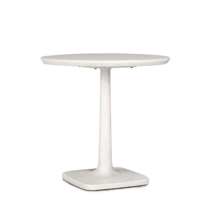 Paul 31 Inch Outdoor Bistro Table, Tulip Padestal Base, White Concrete  - Benzara