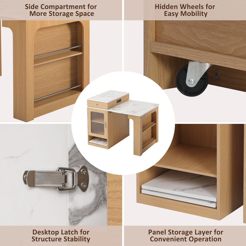 Merax Extendable Kitchen Island with Dining Table & Storage