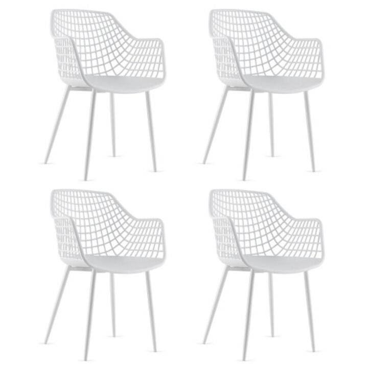 Set of 4 Heavy Duty Modern Dining Chair with Airy Hollow Backrest